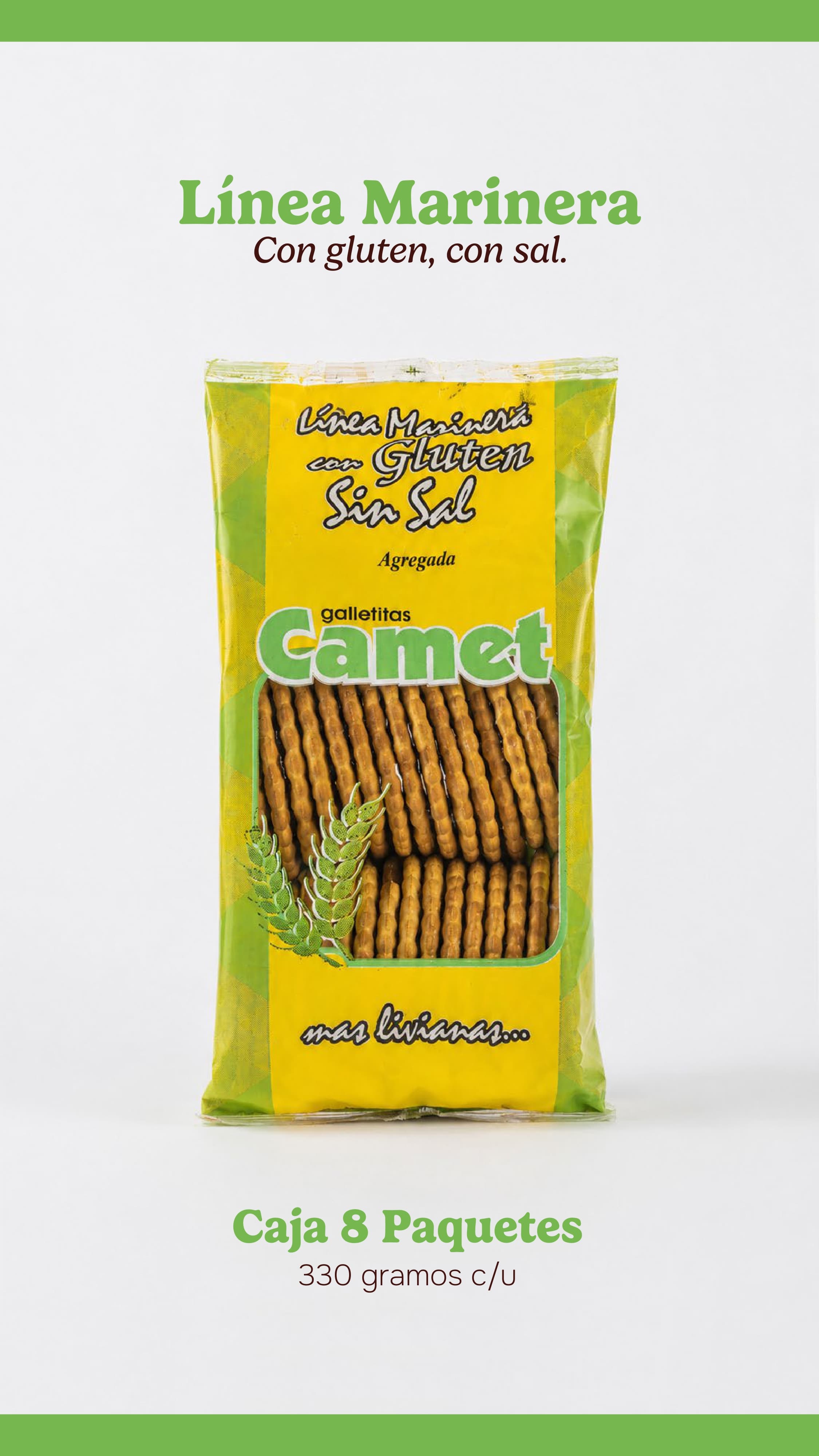 Con gluten, con sal. Imagen del catálogo Camet.