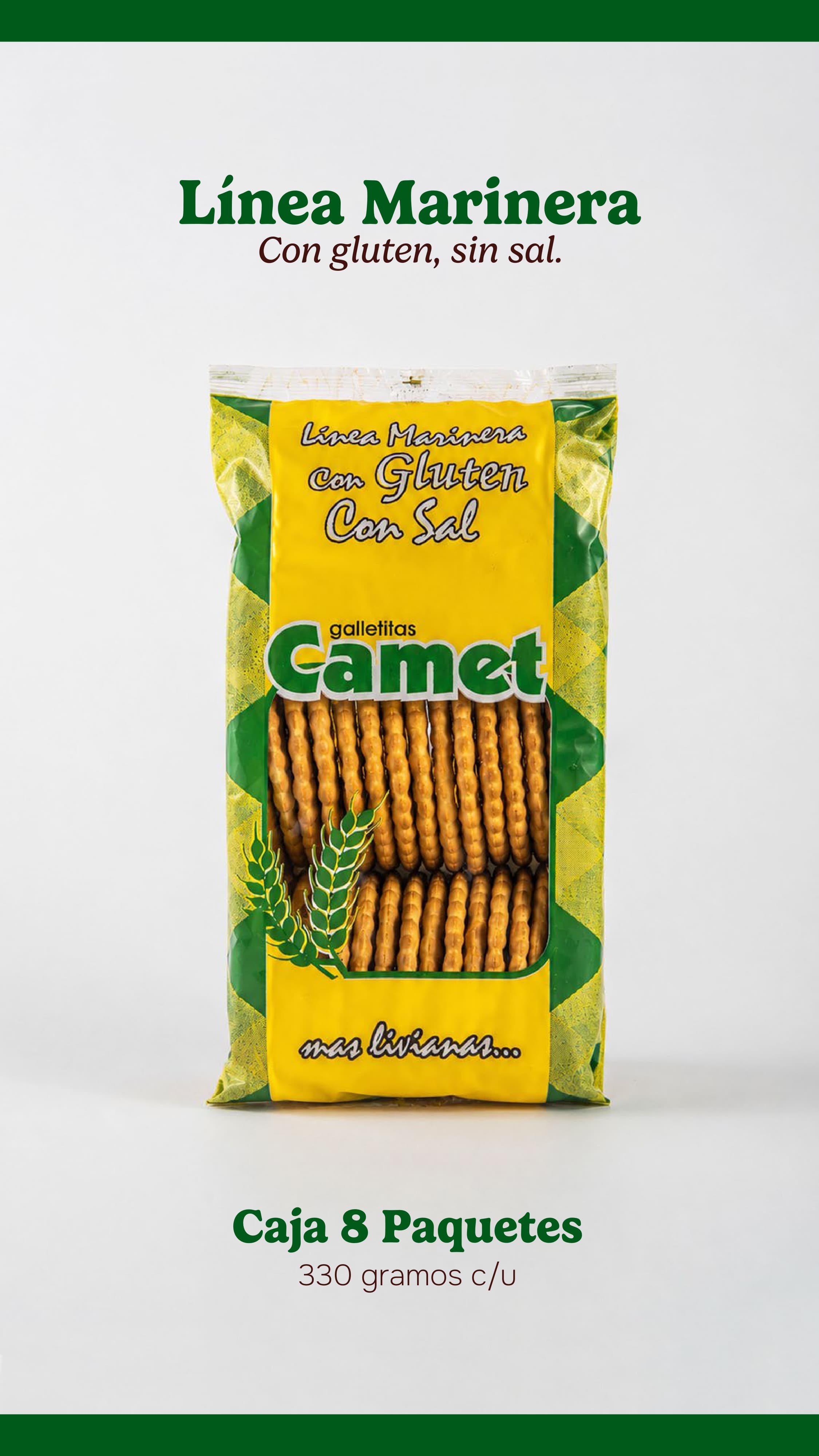 Con gluten, sin sal. Imagen del catálogo Camet.